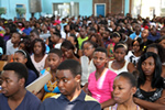 HIT Vice Chancellor Eng. Kanhukamwe addressing the Institute's first year students